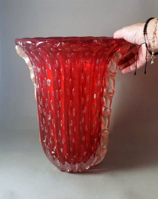 Vintage Italian Red Murano Glass Vase from Barovier & Toso, 1955-QRS-1750435