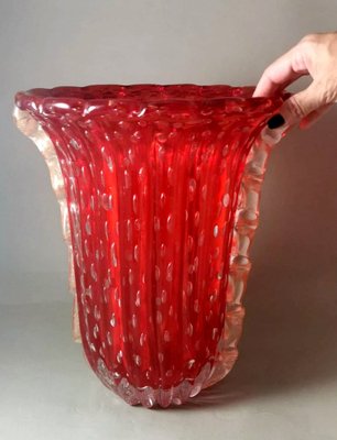 Vintage Italian Red Murano Glass Vase from Barovier & Toso, 1955-QRS-1750435