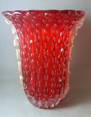 Vintage Italian Red Murano Glass Vase from Barovier & Toso, 1955-QRS-1750435