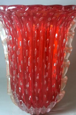 Vintage Italian Red Murano Glass Vase from Barovier & Toso, 1955-QRS-1750435