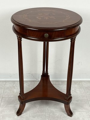 Vintage Italian Round Table with Drawer, 1980s-YST-1801213