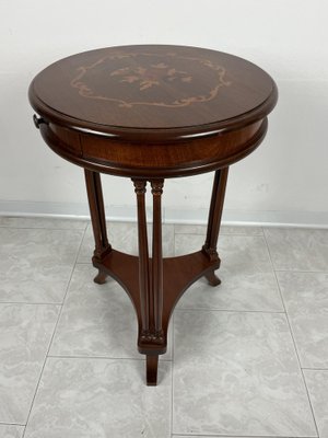 Vintage Italian Round Table with Drawer, 1980s-YST-1801213