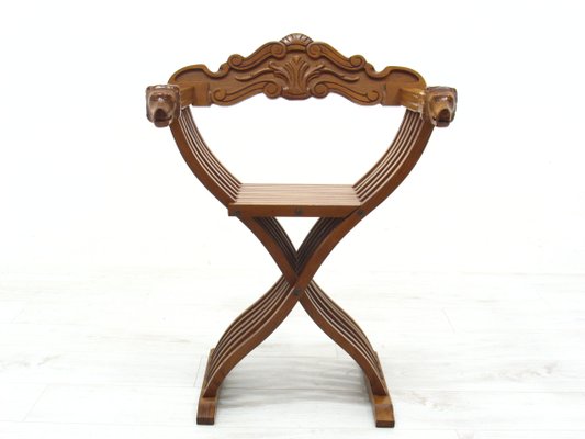 Vintage Italian Savonarola Chair in Walnut, 1970s-WVA-1447201