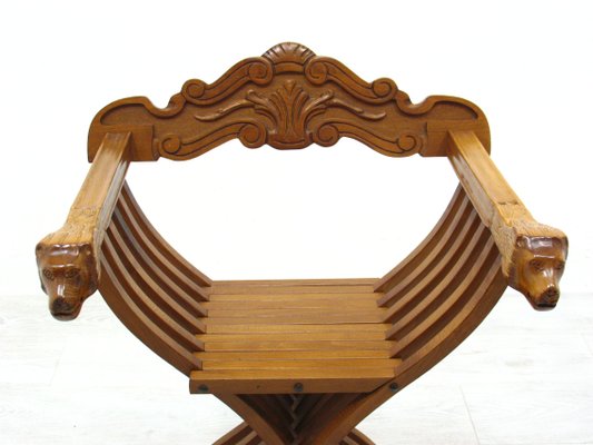 Vintage Italian Savonarola Chair in Walnut, 1970s-WVA-1447201