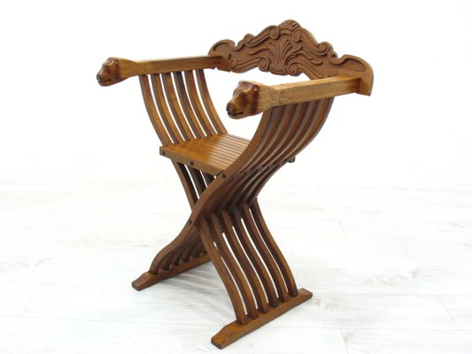 Vintage Italian Savonarola Chair in Walnut, 1970s-WVA-1447201