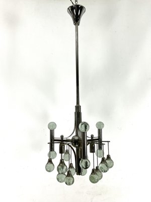 Vintage Italian Sciolari Chandelier in Chrome and Glass, 1970s-OT-1730417