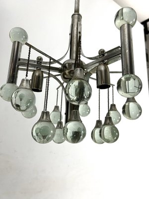 Vintage Italian Sciolari Chandelier in Chrome and Glass, 1970s-OT-1730417