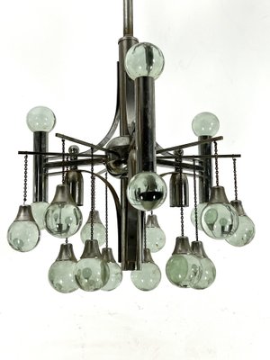 Vintage Italian Sciolari Chandelier in Chrome and Glass, 1970s-OT-1730417