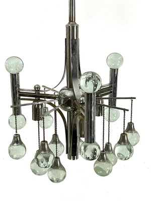 Vintage Italian Sciolari Chandelier in Chrome and Glass, 1970s-OT-1730417