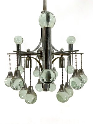 Vintage Italian Sciolari Chandelier in Chrome and Glass, 1970s-OT-1730417