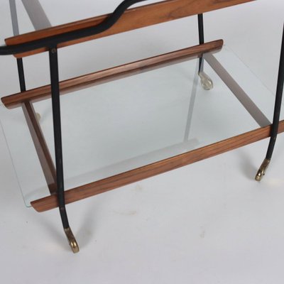 Vintage Italian Service Cart in Painted Beech and Glass, 1960s-VMM-1796775