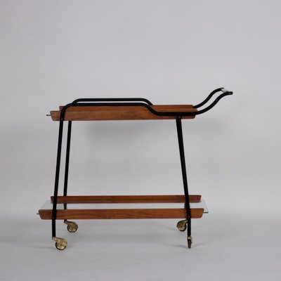 Vintage Italian Service Cart in Painted Beech and Glass, 1960s-VMM-1796775