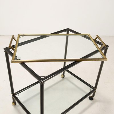 Vintage Italian Serving Cart in Metal and Brass from Christofle, 1970s-VMM-2023896