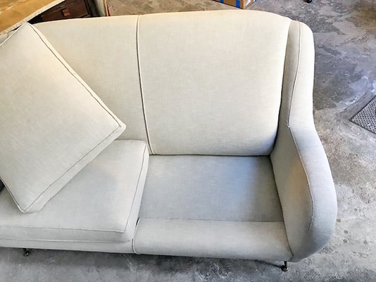 Vintage Italian Sofa with Padded Seats and Brass Legs, 1950s-VCV-654216