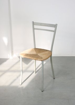 Vintage Italian Straw and Metal Chair-HGJ-1170072