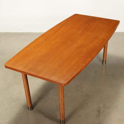 Vintage Italian Table in Teak and Brass, 1960s-VMM-2033294