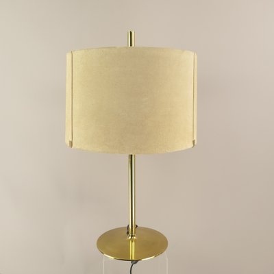 Vintage Italian Table Lamp with Suede Lampshade, 1970s-KDB-1739895