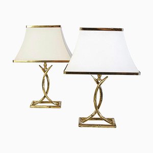 Vintage Italian Table Lamps in Brass, 1970s, Set of 2-FO-991897