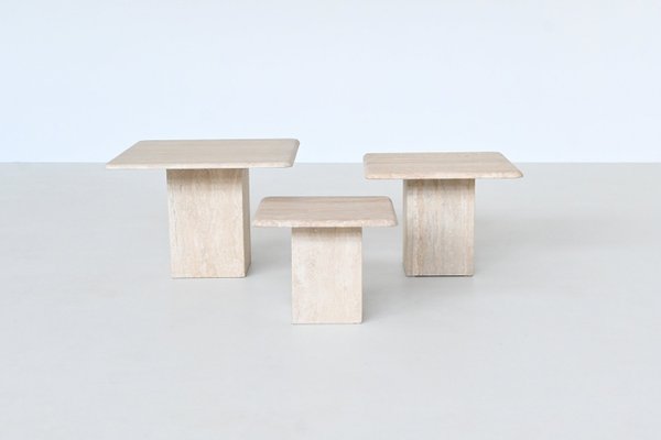 Vintage Italian Travertine Stone Nesting Tables, 1970, Set of 3-BXV-2021490