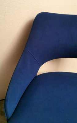 Vintage Italian Ulrich Guglielmo Style Blue Alcantara Armchairs, 1950s, Set of 2-QRS-1436278