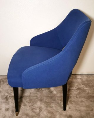 Vintage Italian Ulrich Guglielmo Style Blue Alcantara Armchairs, 1950s, Set of 2-QRS-1436278