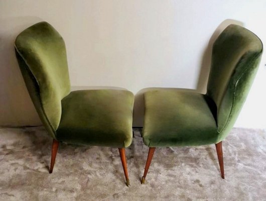 Vintage Italian Ulrich Guglielmo Style Cotton & Velvet Dining Chairs, 1950s, Set of 2-QRS-1436283