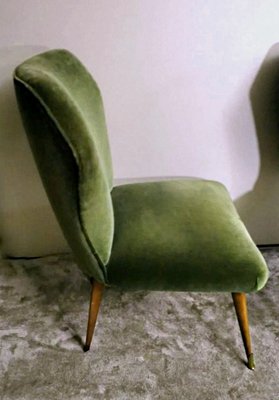 Vintage Italian Ulrich Guglielmo Style Cotton & Velvet Dining Chairs, 1950s, Set of 2-QRS-1436283