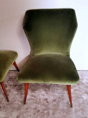 Vintage Italian Ulrich Guglielmo Style Cotton & Velvet Dining Chairs, 1950s, Set of 2-QRS-1436283