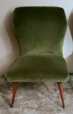 Vintage Italian Ulrich Guglielmo Style Cotton & Velvet Dining Chairs, 1950s, Set of 2-QRS-1436283