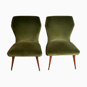 Vintage Italian Ulrich Guglielmo Style Cotton & Velvet Dining Chairs, 1950s, Set of 2-QRS-1436283