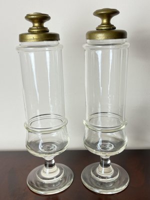 Vintage Italian Vases from Pharmacy in Glass, 1930s, Set of 2-YST-1778596