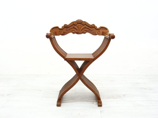 Vintage Italian Walnut Savonarola Chair, 1970s-WVA-1699959