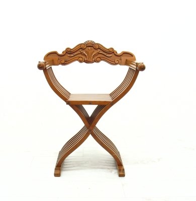 Vintage Italian Walnut Savonarola Chair, 1970s-WVA-1699959