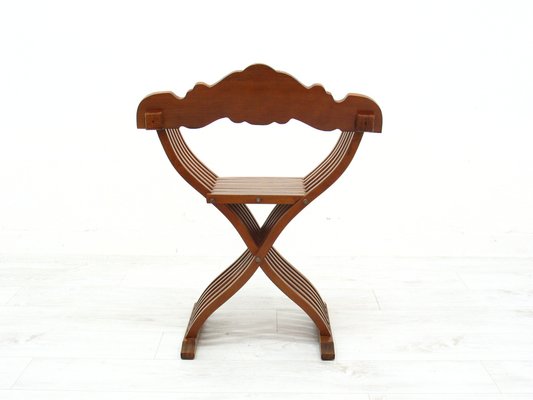 Vintage Italian Walnut Savonarola Chair, 1970s-WVA-1699959