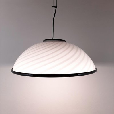 Vintage Italian White and Black Pendant Lamp, 1980s-WQC-843190