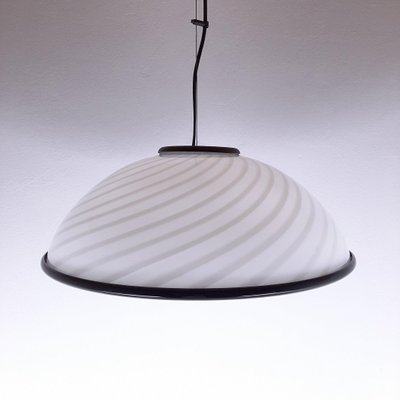 Vintage Italian White and Black Pendant Lamp, 1980s-WQC-843190