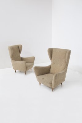 Vintage Italian Wood and Fabric Armchairs attributed to Paolo Buffa, 1950s, Set of 2-RCE-1449698