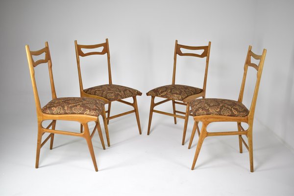 Vintage Italian Wooden Dining Chairs, 1950s, Set of 4-GXL-1732343