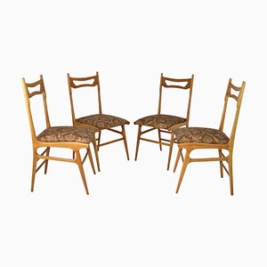 Vintage Italian Wooden Dining Chairs, 1950s, Set of 4-GXL-1732343