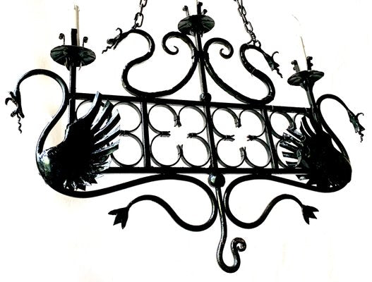 Vintage Italian Wrought Iron Ceiling Lamps, Set of 2-XQC-619798