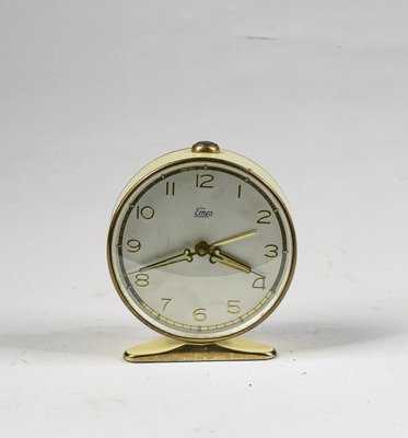 Vintage Italian Yellow Cream and Gilding Alarm Clock with Ringtone from Emes, 1960s-RAQ-1231495