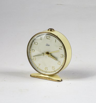 Vintage Italian Yellow Cream and Gilding Alarm Clock with Ringtone from Emes, 1960s-RAQ-1231495