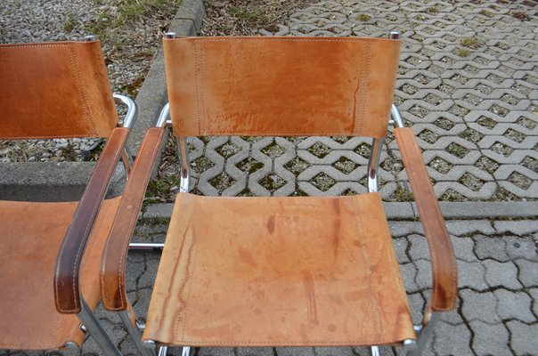 Vintage Italy Cognac Vegetal Leather Dining Chairs, Set of 6-UF-986571