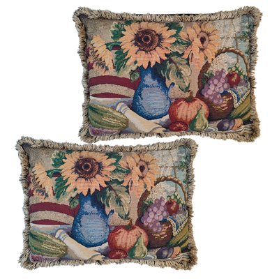 Vintage Jacquard Pillows with Tassels, Set of 2-YGE-1273675