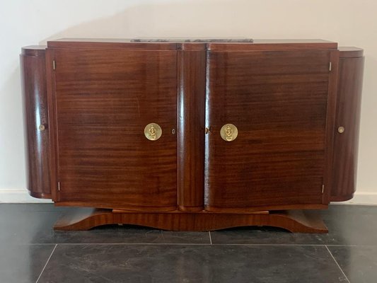 Vintage Jules Leleu Style Mahogany Credenza with Bronze Elements-IJR-901115