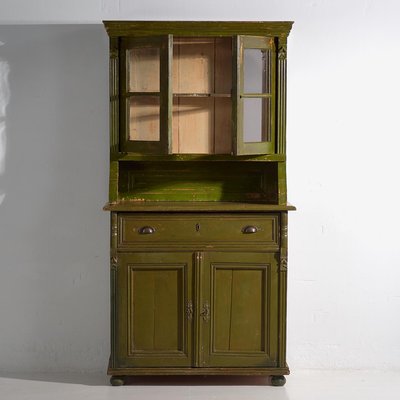 Vintage Kitchen Cabinet with Olive Green Patina, 1920-ZNJ-2035298