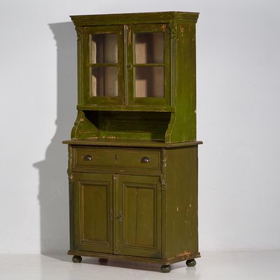 Vintage Kitchen Cabinet with Olive Green Patina, 1920-ZNJ-2035298