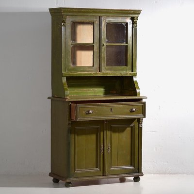 Vintage Kitchen Cabinet with Olive Green Patina, 1920-ZNJ-2035298