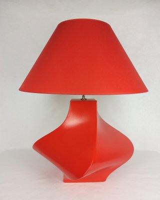 Vintage Kostka Table Lamp in Red Ceramic by Y Boudry, France, 1990s-YBU-1347477