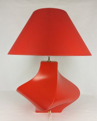 Vintage Kostka Table Lamp in Red Ceramic by Y Boudry, France, 1990s-YBU-1347477